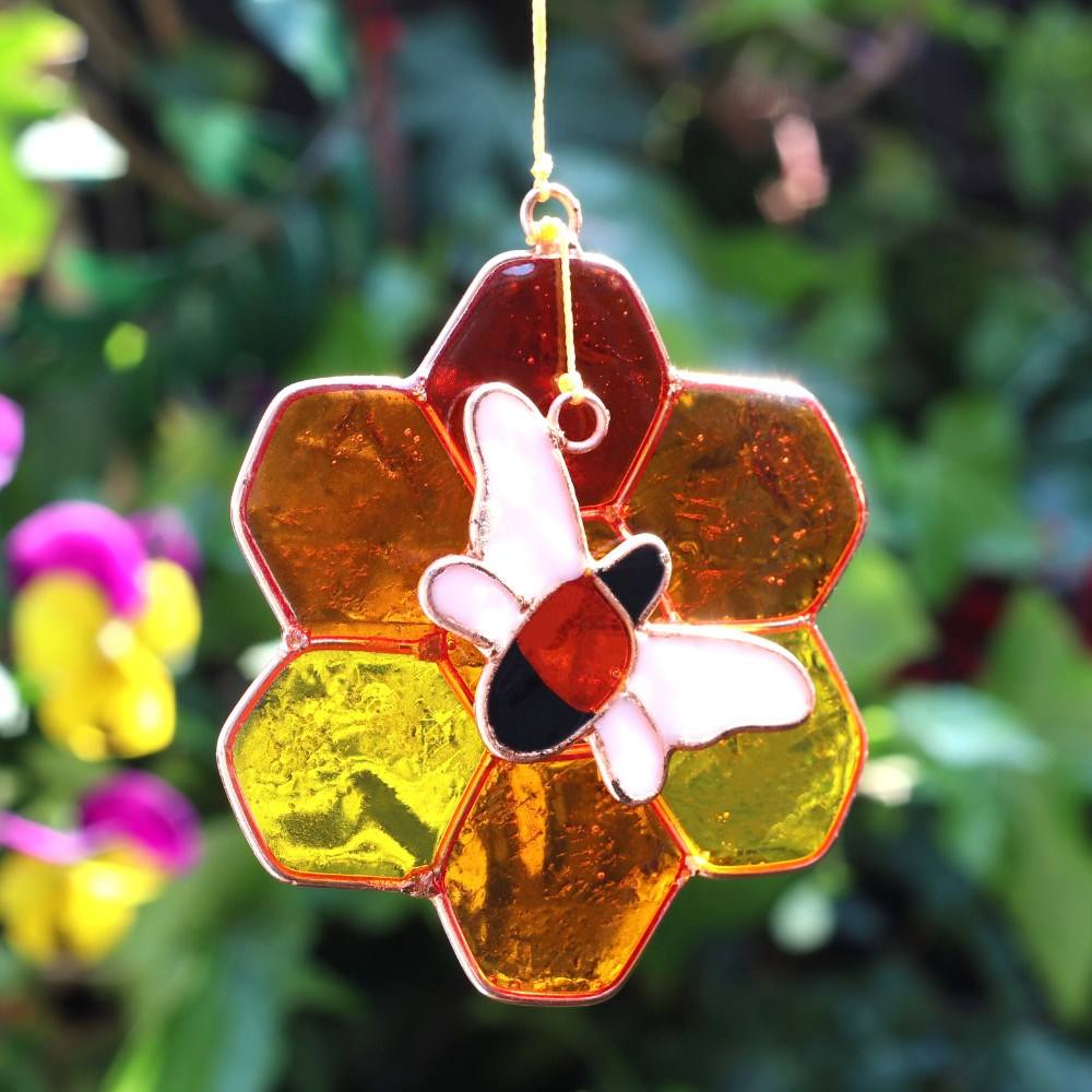 Something Different - Bee & Honeycomb Suncatcher - Orange